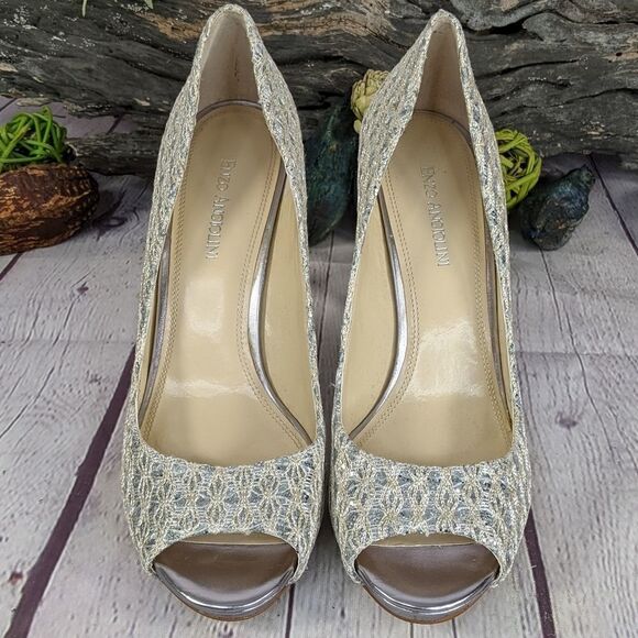 Enzo Angiolini Maiven Peep-Toe Pumps, Silver/Gold - Picture 2 of 12